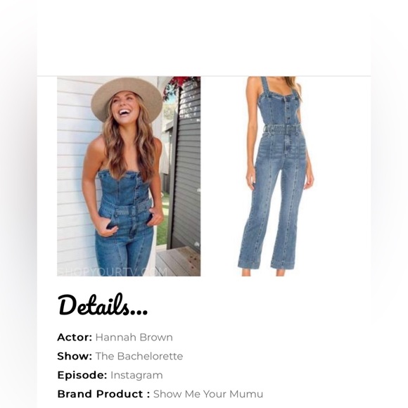 THE BACHELORETTE: INSTAGRAM HANNAH BROWN’S DENIM JUMPSUIT show me your mumu Sz M - Picture 2 of 13